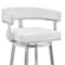Armen Living Lorin 26" White Faux Leather and Brushed Stainless Steel Swivel Bar Stool LCLRBABSWH26 - alternate 3
